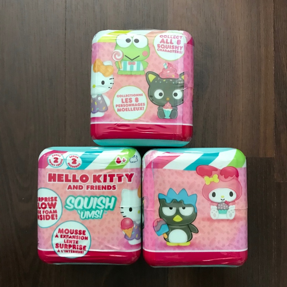 NEW 3 PCS Bundle Lot Hello Kitty and Friends SQUISH'UMS Series 2 Blind Boxes
